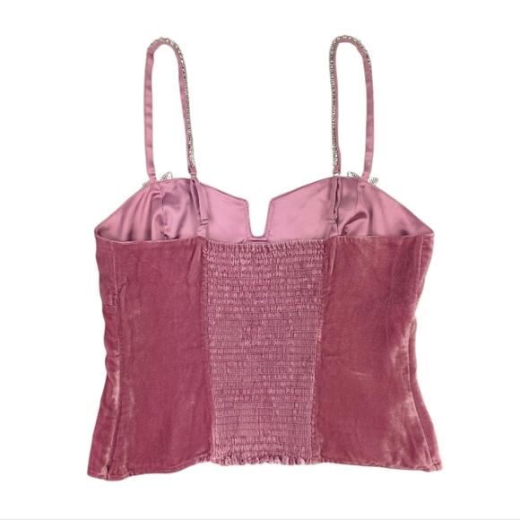 Reformation Desiree Velvet Top Rhinestone Strap in Sugar Plum - Picture 7 of 12